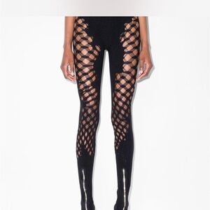 Black Mesh Cutout Women Pants